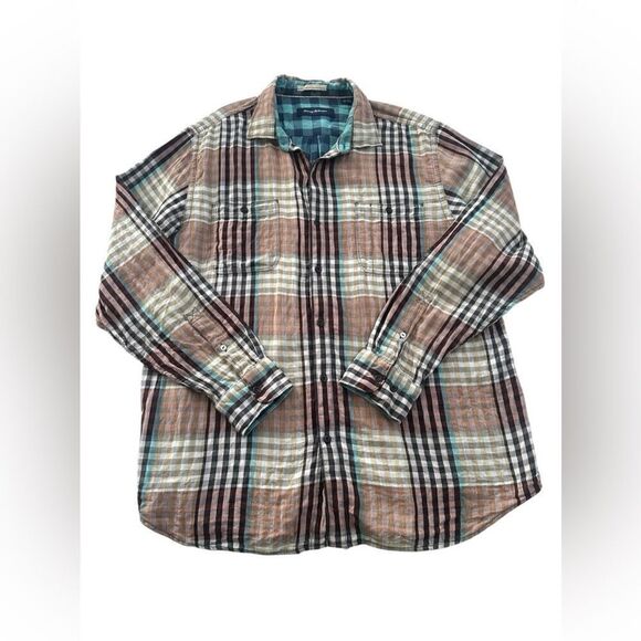 TOMMY BAHAMA Winter Plaid Flannel Long sleeve Button Down shirt- Size XL - Picture 6 of 15